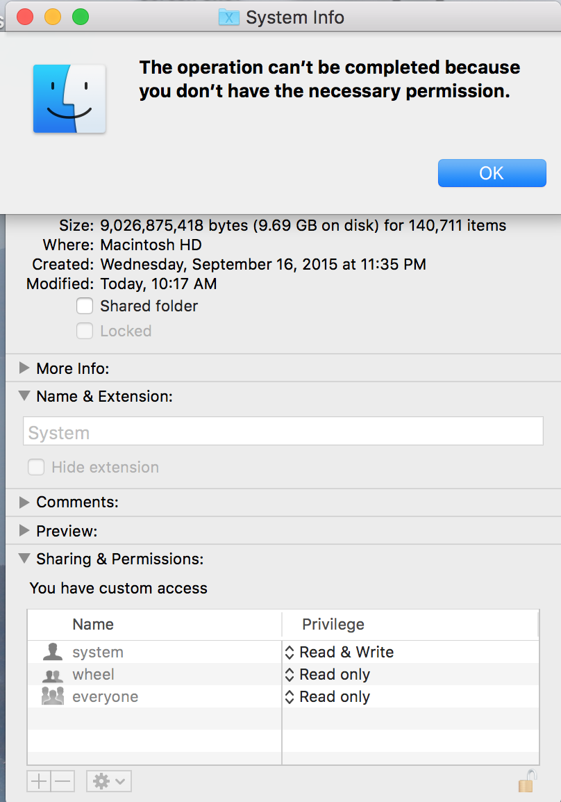 How to set permissions for a user account directory mac os sierra 2017